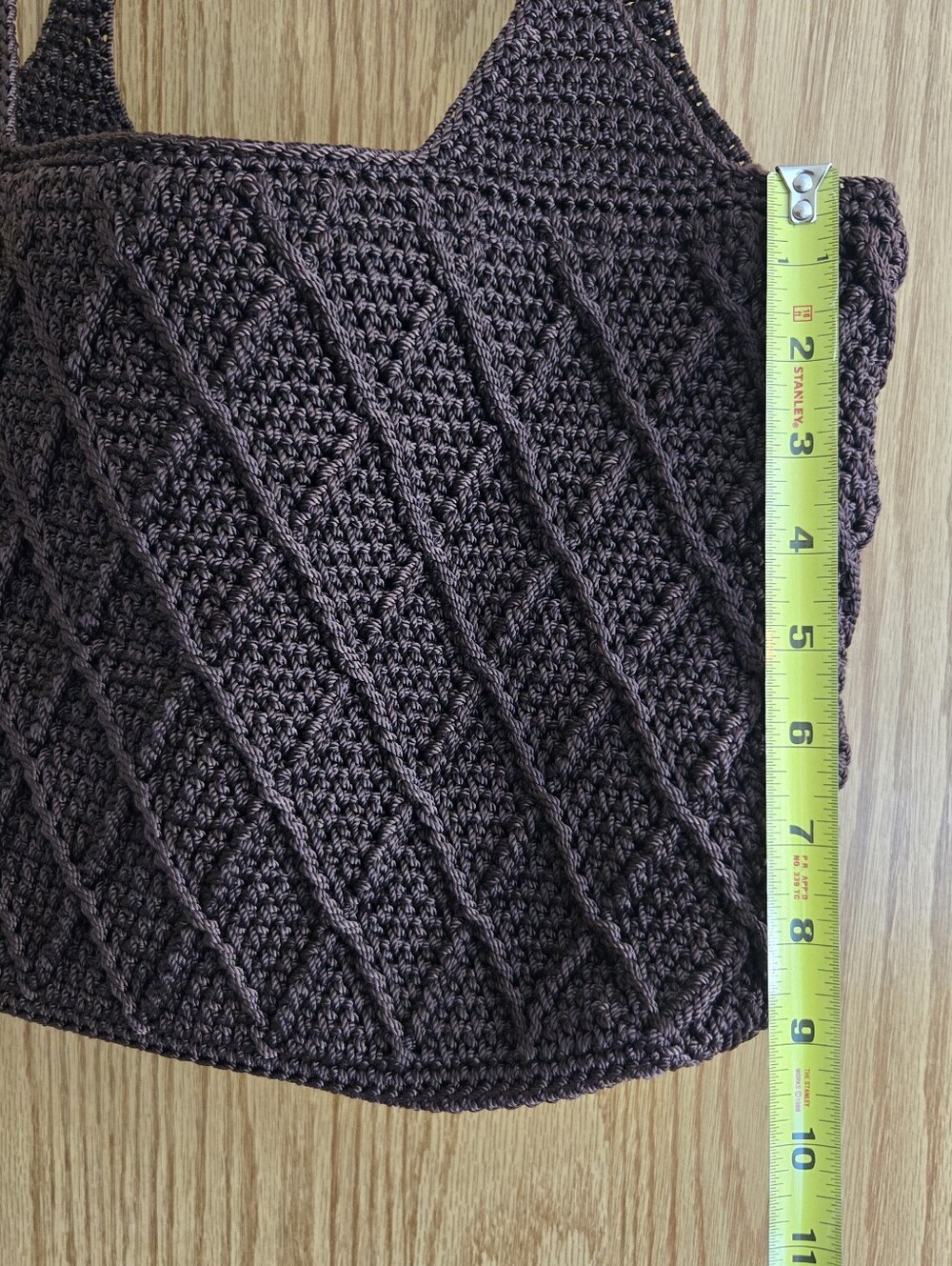The Sak Shoulder Bag Brown Diamond Crochet Knit Double Strap Boho - Picture 9 of 10